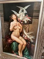 Groot olieverf portret schilderij naakt vrouw, Antiek en Kunst, Ophalen of Verzenden