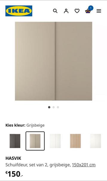 Ikea Hasvik schuifdeuren set beige beschikbaar voor biedingen