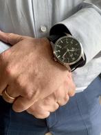 Crown Watch Pilot Zwart, Sieraden, Tassen en Uiterlijk, Horloges | Heren, Nieuw, Overige merken, Staal, Ophalen of Verzenden