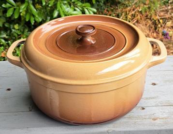 Vintage gietijzer emaille pan zgan Fontignac maat 28 bruin beschikbaar voor biedingen