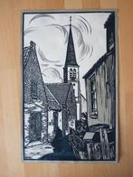 Straatje in Zandvoort Frans Bosen, linoleumsnede, Ophalen of Verzenden