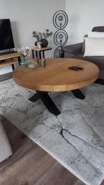 Salontafel  Eiken/Staal 110cm Rond, Huis en Inrichting, Tafels | Salontafels, Ophalen, Rond, Industrieel  Hout/Staal, Zo goed als nieuw