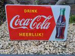 Emaille Reclamebord Bord Coca Cola Heerlijk Langcat Bussum, Verzamelen, Ophalen, Zo goed als nieuw, Reclamebord