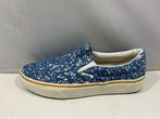 Vans, maat 38,5 vrolijke blauw witte instappers., Instappers, Zo goed als nieuw, Vans, Verzenden