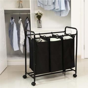 SONGMICS Wasmand 3 x 44 L Zwart-81x41x77cm beschikbaar voor biedingen