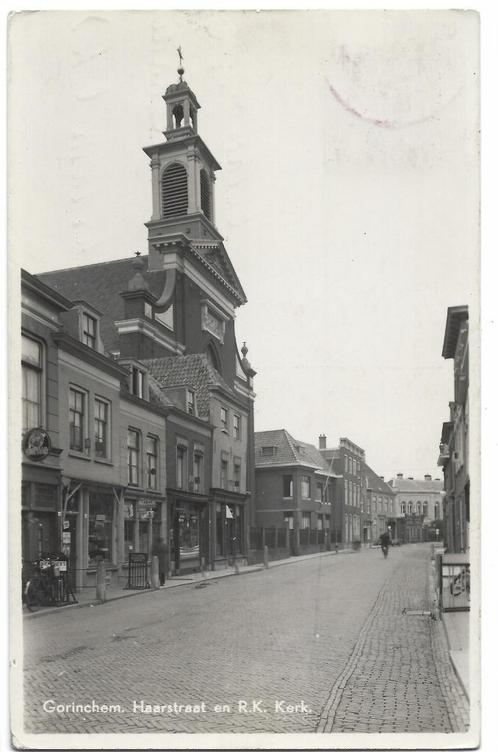 Gorinchem, Haarstraat en R.K.Kerk. Opruimingskaart, Verzamelen, Ansichtkaarten | Nederland, Gelopen, Zuid-Holland, 1940 tot 1960