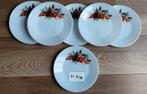 6 Vintage Pyrex JAJ Toscane groente ontbijt borden 21.5 cm, Ophalen of Verzenden, Zo goed als nieuw, Bord(en), Overige stijlen