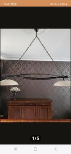 Lampen met stalen frame en glazen kap, Ophalen, Gebruikt, 50 tot 75 cm