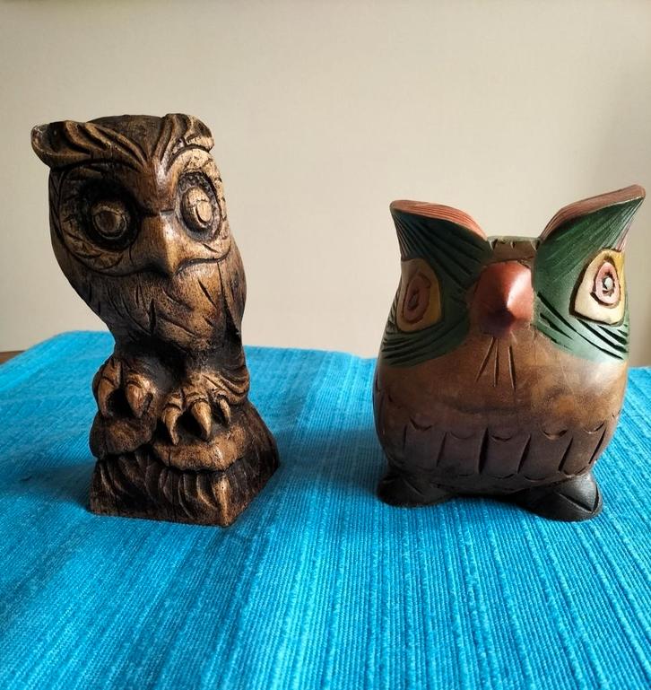 2 Uilen  van houtsnijwerk, Antiek en Kunst, Kunst | Beelden en Houtsnijwerken, Ophalen of Verzenden