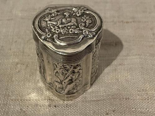antiek lodereindoosje vioolspeler achterop 1856, Antiek en Kunst, Antiek | Goud en Zilver, Ophalen of Verzenden