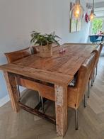 Teakhouten klooster eettafel 230x 97, Huis en Inrichting, Ophalen, Gebruikt, 50 tot 100 cm, Vijf personen of meer