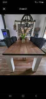 massief eiken houten tafel + 4 mooi stoelen, Huis en Inrichting, Complete inboedels, Ophalen