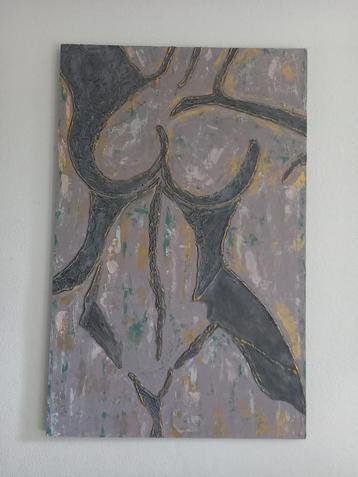 Schilderij lichaam vrouw, op hout, nieuw, met goud, abstract beschikbaar voor biedingen