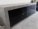 Zinken dressoir met zwarte deurtjes en lades, Ophalen, Gebruikt, 200 cm of meer, Metaal