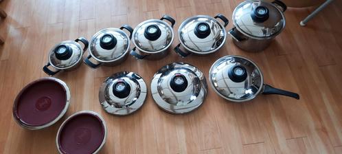 Uitgebreide AMC set met 2 snelgaardeksels + toebehoren, Huis en Inrichting, Keuken | Potten en Pannen, Zo goed als nieuw, Pannenset