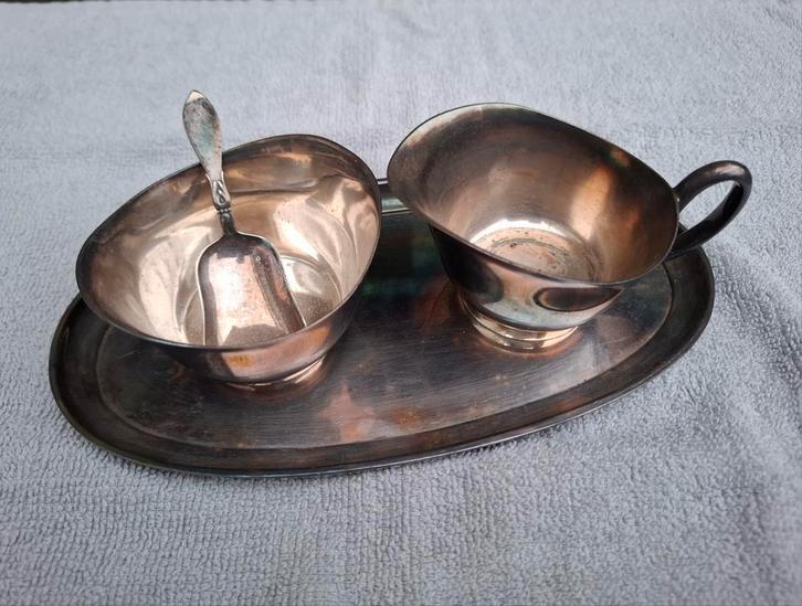 Roomstel, suiker- en melkkannetje jaren '60 C Gero A60, Antiek en Kunst, Antiek | Goud en Zilver, Ophalen of Verzenden