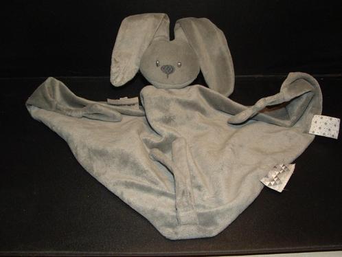 NATTOU KONIJN KNUFFELDOEK VELOURS GRIJS MET AAN 2 HOEKEN KNO, Kinderen en Baby's, Speelgoed | Knuffels en Pluche, Nieuw, Konijn