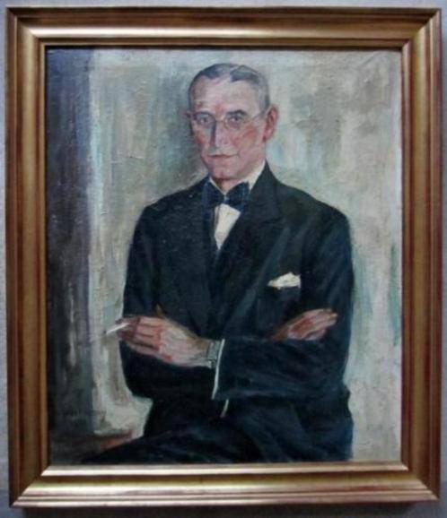 ==uit 1935===man met sigaret===gesigneerd portret==, Antiek en Kunst, Kunst | Schilderijen | Klassiek, Ophalen