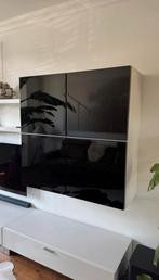 Wandkast 120x120 met glazen planken, Ophalen, Met plank(en), Gebruikt, 100 tot 150 cm