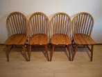 4 vintage Engelse Windsor spijlenstoelen, Huis en Inrichting, Stoelen, Ophalen, Gebruikt, Bruin, Vier