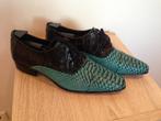 Pepe Milan herenschoenen 42 leder blauw croco-snake print ap, Ophalen, Overige kleuren, Nieuw, Veterschoenen