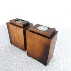 2x vintage art deco houten kandelaar jaren 20/30, Ophalen of Verzenden, Overige materialen
