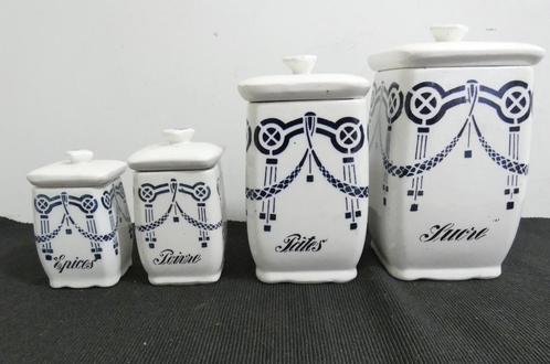 4 Franse art deco voorraad potten [921], Antiek en Kunst, Antiek | Keramiek en Aardewerk, Ophalen