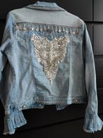 Zac & zoe xl stretched jeans jas met applicatie boho Ibiza, Zac & zoe, Blauw, Maat 46/48 (XL) of groter, Ophalen of Verzenden