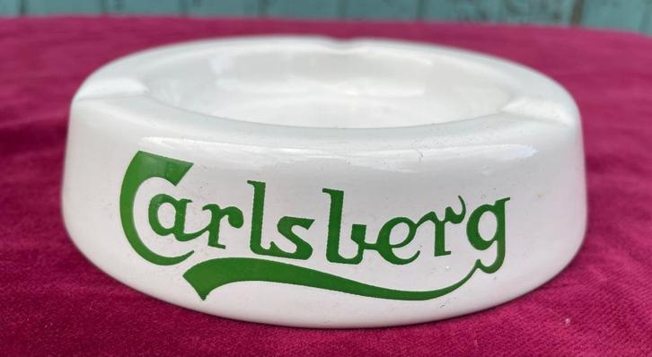 oude emaille asbak van Carlsberg bier., Verzamelen, Biermerken, Zo goed als nieuw, Overige merken, Ophalen of Verzenden