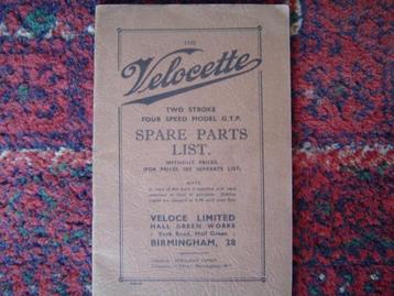 Velocette GTP two stroke 4 speed motorcycle parts list 1948 beschikbaar voor biedingen