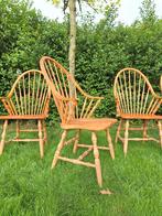 Windsor chairs, vintage spijlenstoelen, beuken, set van 4, Huis en Inrichting, Stoelen, Vier, Gebruikt, Ophalen of Verzenden, Engels Windsor Vintage brocante