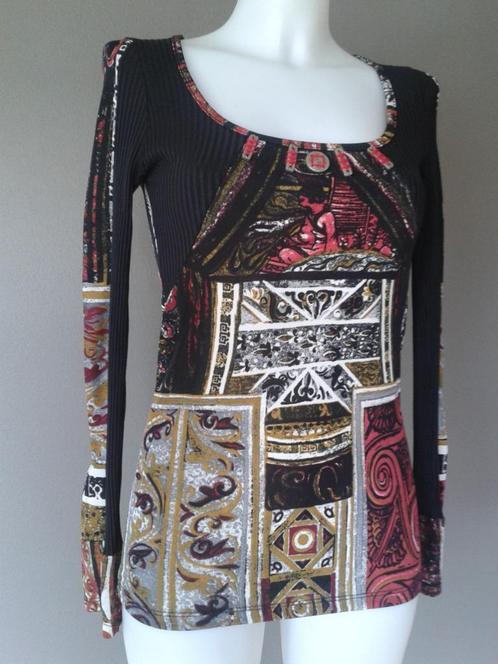 Save the Queen top - metaal - verschillende stoffen - S/M, Kleding | Dames, Tops, Zo goed als nieuw, Maat 38/40 (M), Zwart, Lange mouw
