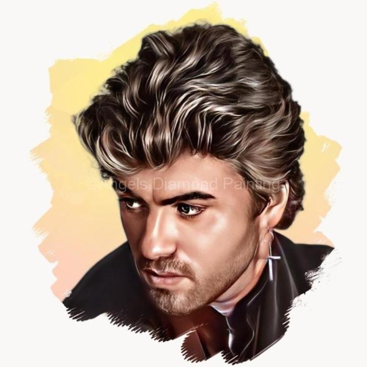 Diamond Painting Portret George Michael 1 - 30x30 rond, Hobby en Vrije tijd, Knutselen, Nieuw, Knutselwerk, Ophalen of Verzenden