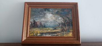 Expressief landschap - Olieverf op doek, paletmes-techniek beschikbaar voor biedingen