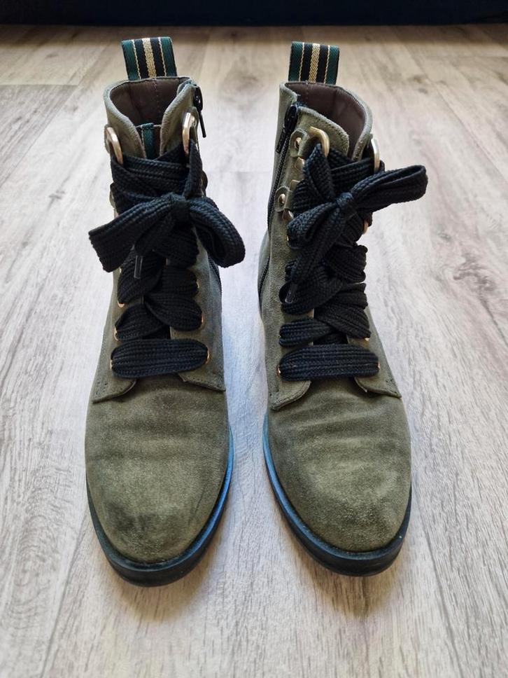 Stoere Suède Enkellaarsjes Groen maat 38, Kleding | Dames, Schoenen, Gedragen, Lage of Enkellaarzen, Groen, Ophalen of Verzenden
