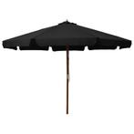 Parasol met houten paal 330 cm zwart gratis bezorgd, Tuin en Terras, Parasols, Nieuw, Ophalen of Verzenden, Stokparasol, 3 tot 4 meter