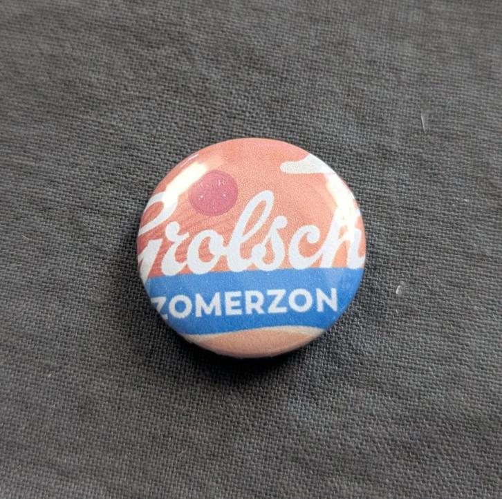 Grolsch Zomerzon Bier button – 25mm button / speld / pin, Verzamelen, Biermerken, Nieuw, Overige typen, Grolsch, Verzenden