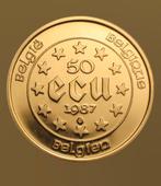 Belgische 50 ECU Gouden Munt 1987, Ophalen of Verzenden, Zo goed als nieuw, Overige typen, Gevuld