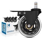 Set van 5 wieltjes voor harde vloeren met rem 10 x 22 mm, Huis en Inrichting, Bureaustoelen, Ophalen of Verzenden, Gebruikt, Zwart