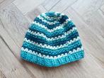 Gebreide acryl blauwe muts, Handgemaakt, Ophalen of Verzenden, Zo goed als nieuw, Muts