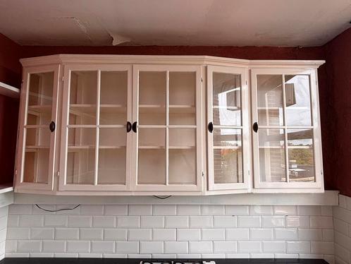 Witte vitrinekast / keukenkast met glasdeuren - 240x100, Huis en Inrichting, Kasten | Vitrinekasten, Gebruikt, 100 tot 150 cm