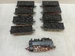 FLEISCHMANN STOOMLOKJE 80-005 MET 8 KOLENWAGONS, Gelijkstroom, Verzenden, Fleischmann, Gebruikt