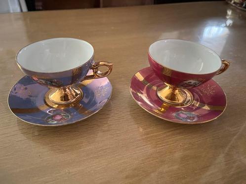Antieke Chinese Theekopjes met Schoteltjes - Porselein Setje, Antiek en Kunst, Antiek | Porselein, Ophalen of Verzenden