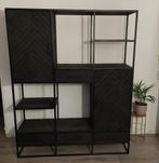 XXL Mangohouten Vakkenkast Visgraat Zwart, Huis en Inrichting, Kasten | Buffetkasten, Ophalen, 200 cm of meer, 150 tot 200 cm