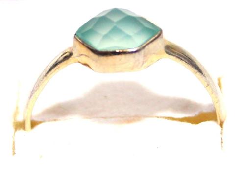 Schitterende Verguld Sterling Zilver Chrysopraas Ring, Sieraden, Tassen en Uiterlijk, Antieke sieraden, Ring, Zilver, Met edelsteen