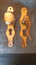 Deurbeslag messing + iets nikkelachtigs uit woning 1921, Ophalen of Verzenden, Gebruikt, Koper of Messing, Klink of Kruk