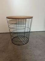 Metalen mand met houten deksel, Ophalen, Minder dan 45 cm, Minder dan 55 cm, Metaal of Aluminium