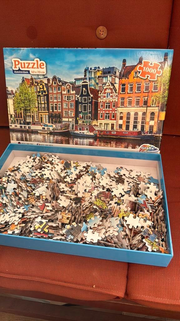 Legpuzzel van de grachten in Amsterdam 1000 stukjes, Hobby en Vrije tijd, Denksport en Puzzels, Zo goed als nieuw, Legpuzzel, 500 t/m 1500 stukjes