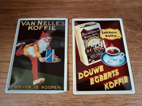 2 Nostalgische Reclame borden 10x14 cm - Koffie, Verzamelen, Merken en Reclamevoorwerpen, Gebruikt, Reclamebord, Ophalen of Verzenden