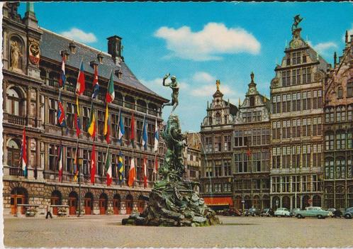 Antwerpen, de grote markt met auto's Opel Rekord P1, Verzamelen, Ansichtkaarten | België, Gelopen, Antwerpen, Ophalen of Verzenden